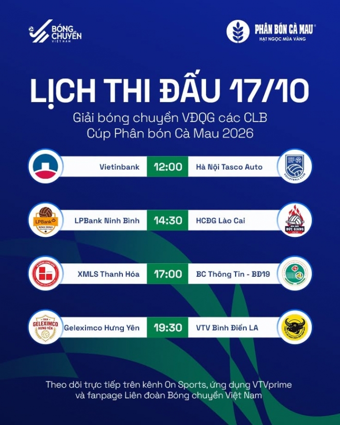 lich thi dau bong chuyen hom nay 16-10