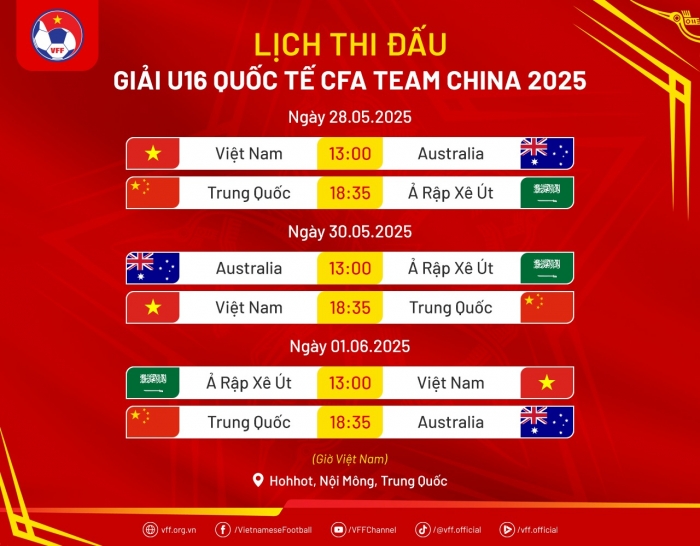 lich thi dau u16 viet nam