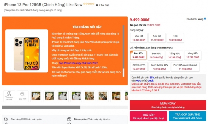 iPhone 13 Pro vẫn cực cháy vào tháng 7 2025, kém iPhone 16 Pro không quá nhiều, giá chỉ từ 10 triệu iphone 13 pro gia t7 1