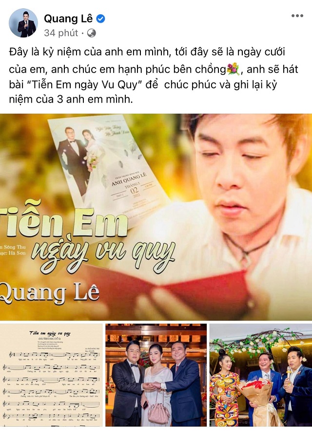 Quang Lê công khai món quà cưới đầy nước mắt tặng Hà Thanh Xuân khiến dân tình xúc động