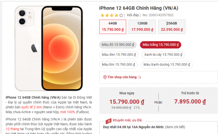 Giá iPhone 12 tháng 8/2022: Giảm thấp khó tin, ngon rẻ nhất nhà Apple, đè bẹp các siêu phẩm Samsung
