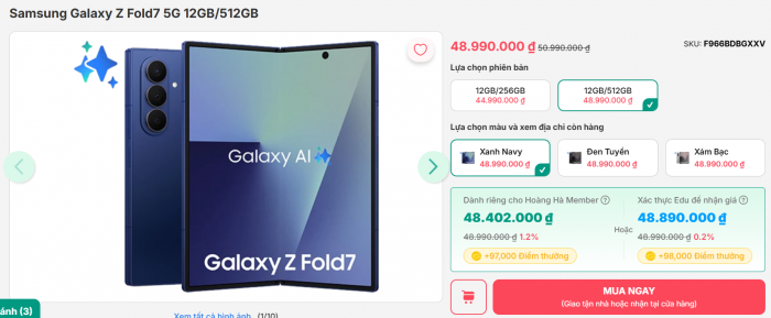 Vua màn gập Galaxy Z Fold7 vừa ra mắt đã giảm giá, trang bị xịn đánh bật iPhone 16 Pro Max T8
