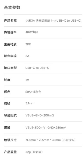 Xiaomi-60W-cable-specifications