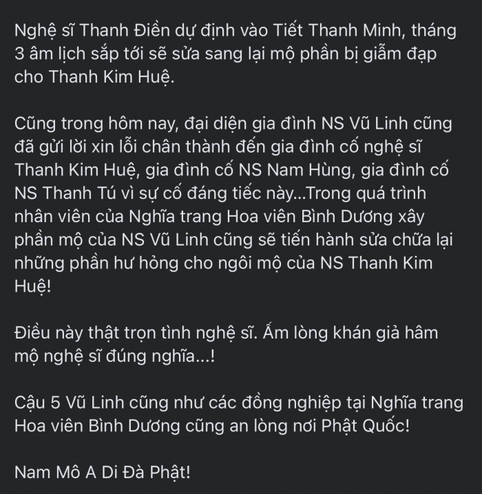 Gia-dinh-co-nghe-si-vu-linh-xac-nhan-se-tu-sua-lai-phan-hu-hong-ngoi-mo-cua-ns-thanh-kim-hue-5