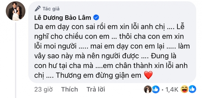 Le-duong-bao-lam-len-tieng-xin-loi-sau-khi-bi-mot-bo-phan-khan-gia-che-trach-ve-cach-day-con-6