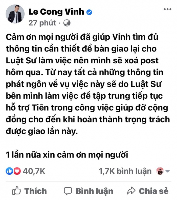 Diễn biến mới nhất vụ Công Vinh kiện anti-fan: Xóa bài xoa dịu dư luận, vẫn ăn no gạch đá từ CĐM ảnh 2