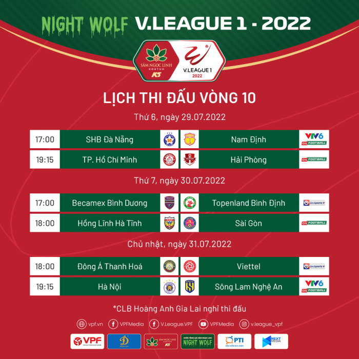 Lịch thi đấu bóng đá Việt Nam hôm nay: Hà Nội FC mất ngôi đầu, BXH V-League 2022 biến động khó đoán?