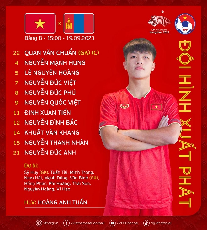 Trực tiếp bóng đá Olympic Việt Nam vs Mông Cổ ở đâu, kênh nào? Link xem ASIAD 2023 trực tiếp FULL HD