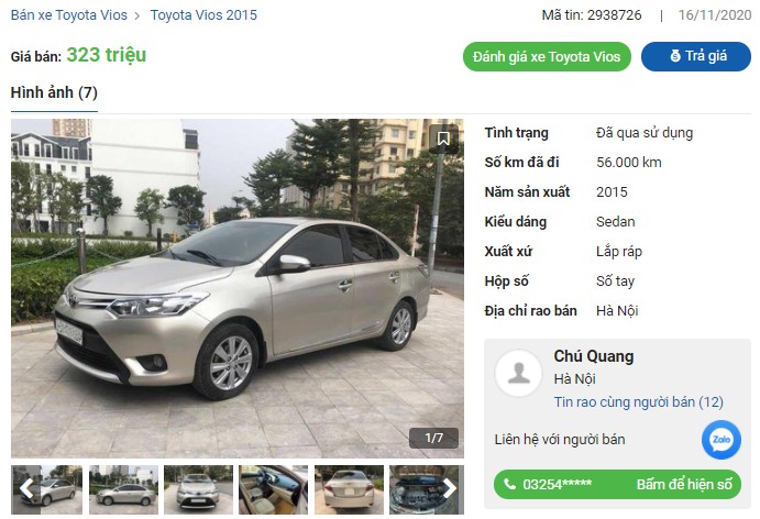 Toyota Vios cũ giá rẻ