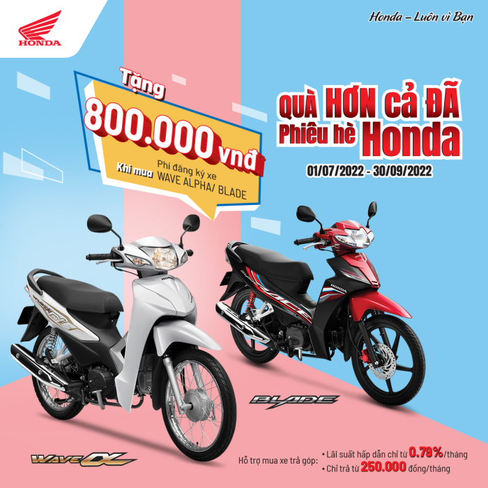 Honda Wave Alpha cùng loạt xe Honda nhận ưu đãi khủng, giá xe 'hạ nhiệt' trong đầu tháng 7