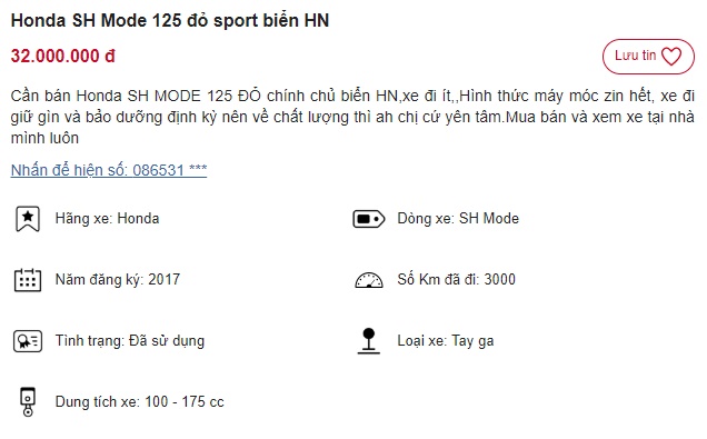 Honda SH Mode chỉ còn 30 triệu 'ăn đứt' Vision, cơ hội mua xe ‘ngon’ giá siêu rẻ cho khách Việt! ảnh 1
