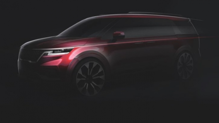 Kia Sedona 2021 lộ dáng trong teaser mới, phần đầu xe có nhiều điểm bắt chước Kia Sorento