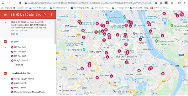 Bản đồ lưu ý dịch Covid-19 trên Google Maps tại Hà Nội là không chính xác