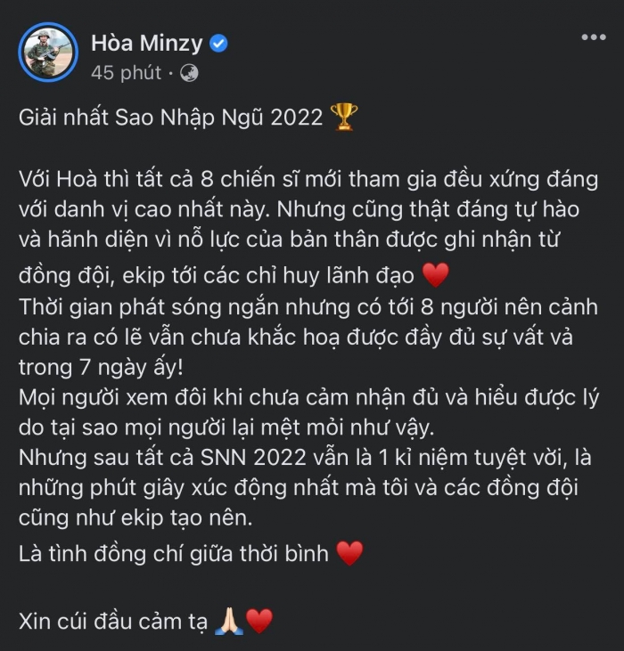 Hoa-minzy-hanh-phuc-thong-bao-dat-giai-nhat-sao-nhap-ngu-2022-khan-gia-no-nuc-gui-loi-chuc-mung