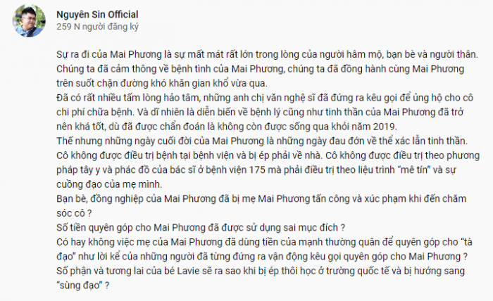 Nguyễn Sin tung video diễn viên Mai Phương bị mẹ ruột đối xử 'cay nghiệt' khiến CĐM vô cùng phẫn nộ