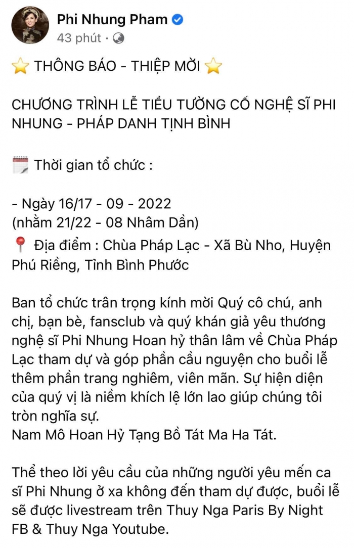Fanpage-phi-nhung-thong-bao-ve-chuong-trinh-le-tieu-tuong-cua-co-ca-si-tai-binh-phuoc