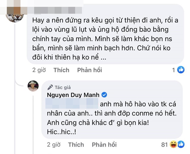 Duy Mạnh nói thẳng việc nghệ sĩ ăn cá khô, rau luộc khi kêu gọi từ thiện 2