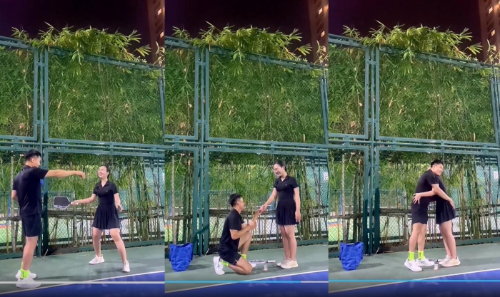 Cô gái được HLV cầu hôn ngay trên sân pickleball, hé lộ chuyện tình lãng mạn gây sốt MXH