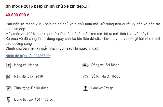 Chiếc Honda SH Mode giá chỉ còn 40 triệu, rẻ ngang Honda Air Blade mới 2021: Cơ hội mua xe cực hời! ảnh 1