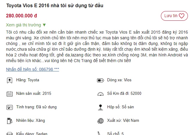 'Phát cuồng' vì chiếc Toyota Vios rao bán giá chỉ 280 triệu, rẻ hơn Kia Morning mới tận 100 triệu ảnh 1