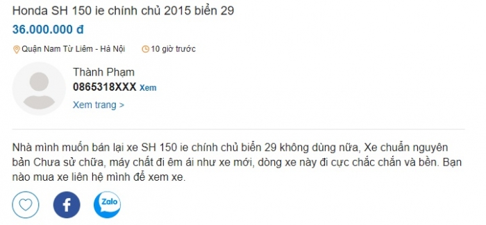 Khách Việt 'phát cuồng' vì chiếc Honda SH 150i rao bán giá 36 triệu rẻ ngang Honda Vision mới 2021 ảnh 1