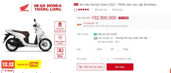 Khách Việt trầm trố trước giá xe Honda Vision 2021 thấp chưa từng có, giá tốt nhất ở thời điểm này ảnh 1