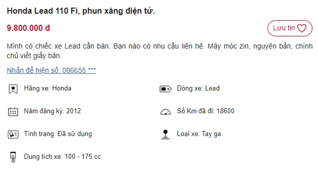 Bàng hoàng trước chiếc Honda Lead giá chỉ còn 9 triệu, rẻ hơn Honda Wave RSX mới 2021 tận 11 triệu ảnh 1