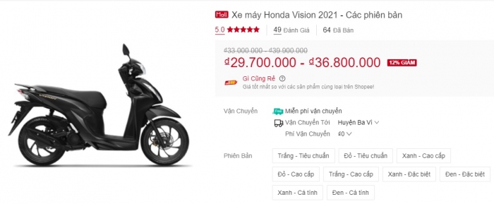 Giá xe Honda Vision 2021 giảm sốc 5 triệu sau Honda Wave Alpha, khách Việt 'chốt đơn' gấp kẻo lỡ ảnh 1