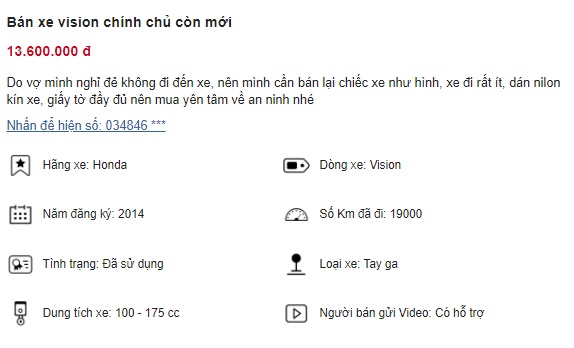 Chiếc Honda Vision rao bán chỉ 13 triệu, rẻ hơn Honda Air Blade hàng chục triệu, cơ hội mua xe hời ảnh 1