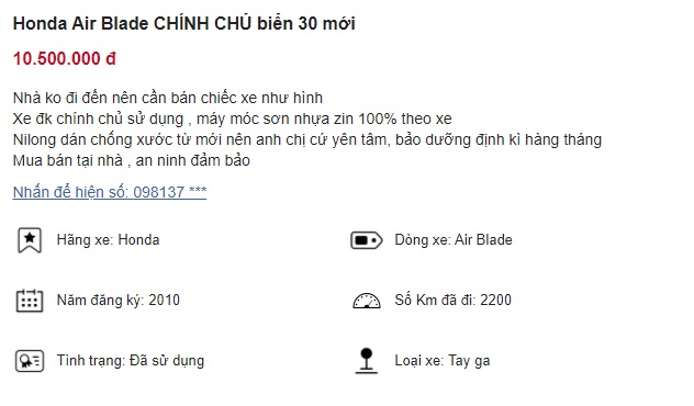 Chiếc Honda Air Blade chỉ còn 10 triệu, rẻ hơn Honda Vision 20 triệu, biển 6789 siêu đẹp mê ly ảnh 1