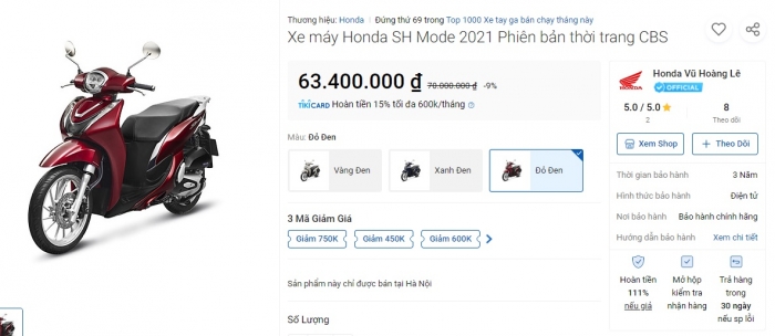 Giá xe Honda SH Mode 2021 giảm sập sàn 7 triệu, cơ hội tậu xe siêu ngon cho khách Việt ảnh 1