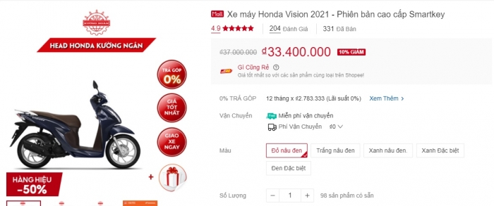 Giá xe Honda Vision 2021 giảm kỷ lục 4 triệu, thấp gần bằng đề xuất: Khách Việt chốt đơn kẻo lỡ! ảnh 1