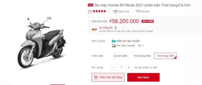Honda SH Mode 2021 giảm giá thấp chưa từng có, rẻ nhất từ 58 triệu khiến dân tình 'mê như điếu đổ' ảnh 1