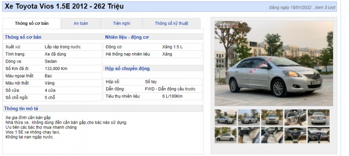 Khách Việt 'đứng hình' vì chiếc Toyota Vios rao bán giá 262 triệu, rẻ hơn Kia Morning mới 100 triệu ảnh 1