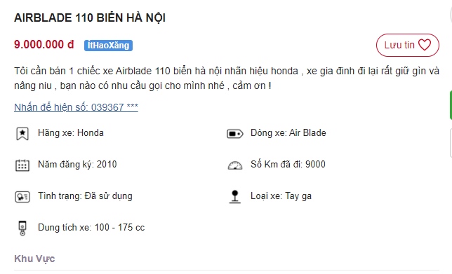 'Sốt xình xịch' chiếc Honda Air Blade rao bán giá chỉ 9 triệu, rẻ hơn Honda Vision 2021 mới 25 triệu ảnh 1