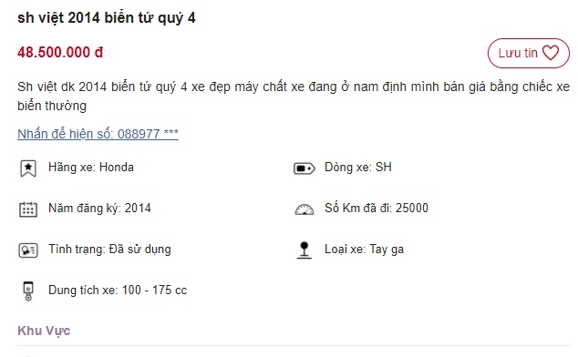 'Hót hòn họt' chiếc Honda SH 150i biển tứ quý rao bán giá 48 triệu, rẻ ngang Honda Air Blade đời mới ảnh 1