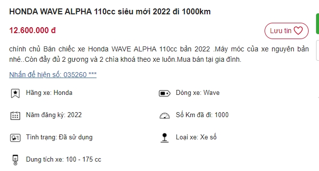 'Giật nảy mình' với chiếc Honda Wave Alpha rao bán giá 16 triệu, rẻ hơn Yamaha Sirius mới 5 triệu ảnh 1