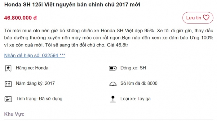 'Bấn loạn' trước chiếc Honda SH 125i rao bán giá chỉ 46 triệu, rẻ ngang Air Blade 2021 mới ảnh 1