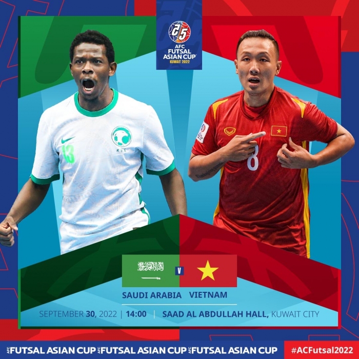 Trực tiếp futsal Việt Nam vs Saudi Arabia 18h ngày 30/9: ĐT Việt Nam sớm giành vé vào tứ kết châu Á?