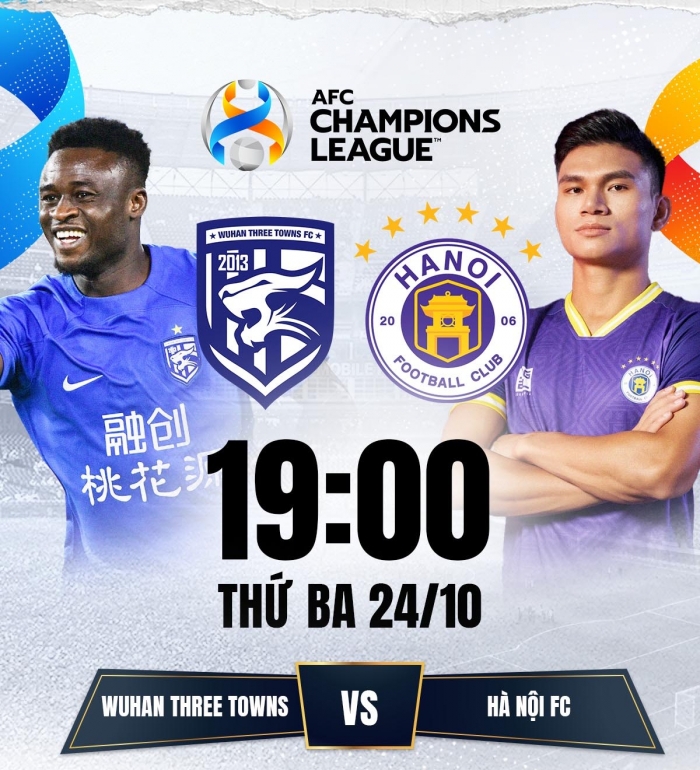 Xem trực tiếp bóng đá Wuhan Three Towns vs Hà Nội FC ở đâu, kênh nào? Link xem trực tuyến Cúp C1 châu Á