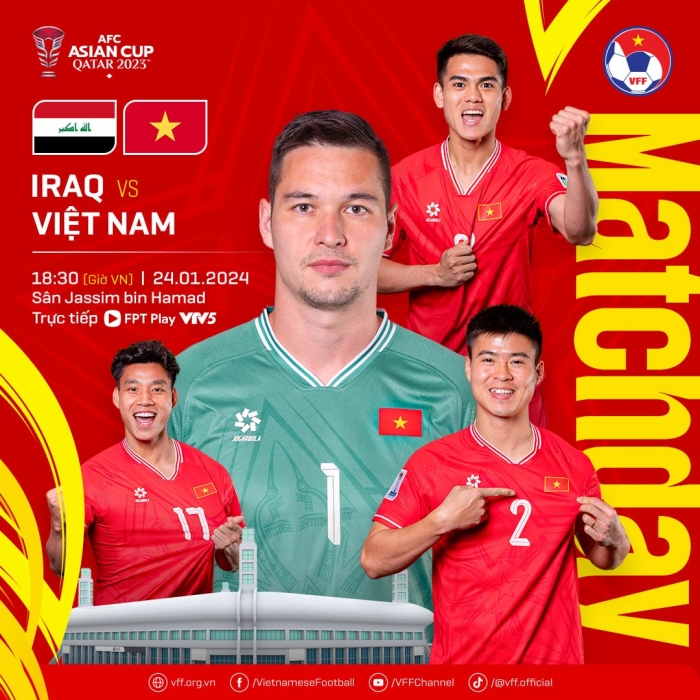 Xem trực tiếp bóng đá ĐT Việt Nam vs ĐT Iraq ở đâu, kênh nào? Link xem trực tuyến Asian Cup 2023