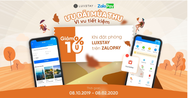 Luxstay giảm ngay 20% cho tất cả booking khi thanh toán qua ZaloPay