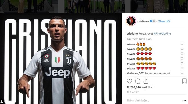 Chỉ với một bức ảnh trên Instagram, Ronaldo kiếm được gần 1 triệu đô