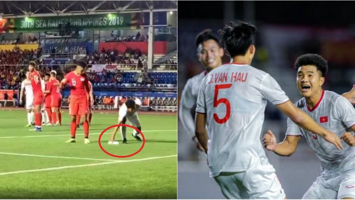 Giở trò ăn gian nhưng không thành, cầu thủ Singapore bị Hà Đức Chinh cho ôm hận