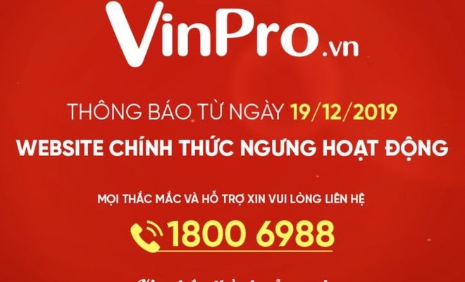 Website chuỗi điện máy VinPro chính thức ngừng hoạt động