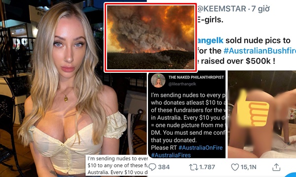 Bán ảnh nóng cho fan,nữ người mẫu quyên góp được 500.000 đô la cứu trợ cháy rừng Úc