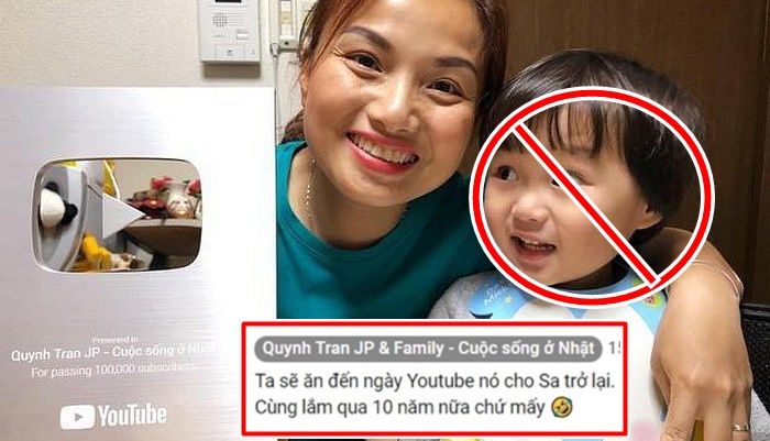 Lý do khiến mẹ con Quỳnh Trần JP và bé Sa bị Youtube cho ‘ăn gậy', phải đóng kênh hơn 2 triệu sub?