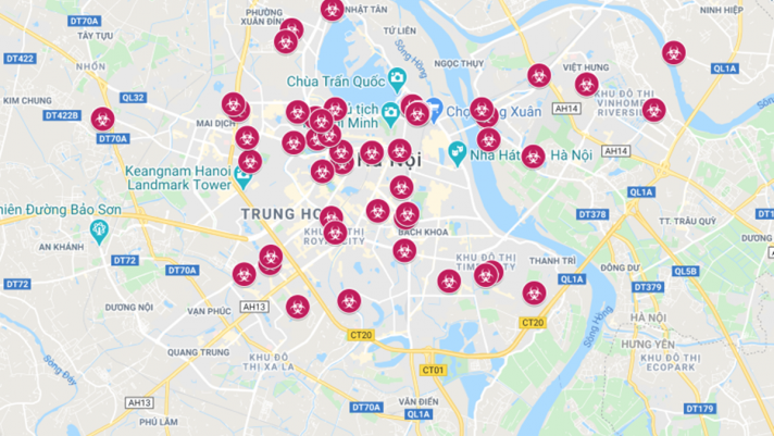 Bản đồ dịch COVID-19 tại Hà Nội trên Google Maps gây hoang mang