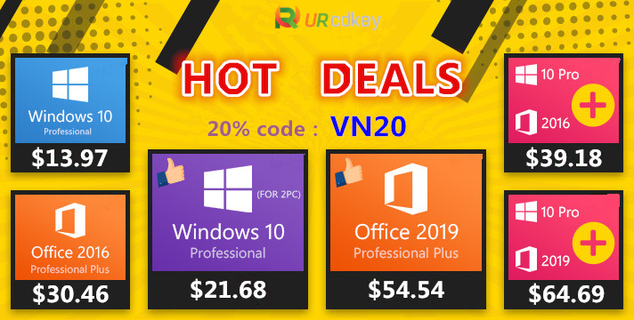 Windows 10, Office 2016, Office 2019 đồng loạt giảm giá trên URcdkey, chỉ từ 300.000 đồng