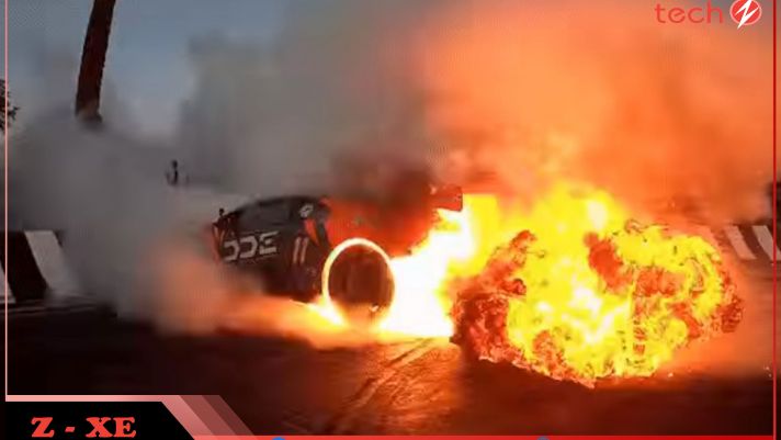 Đang đốt lốp cực sung, Lamborghini Huracan của dân chơi đột nhiên bốc cháy dữ dội